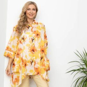Women's Light Floral Oversized Shirt Blouse Loungewear Beach Cover Up Many uses